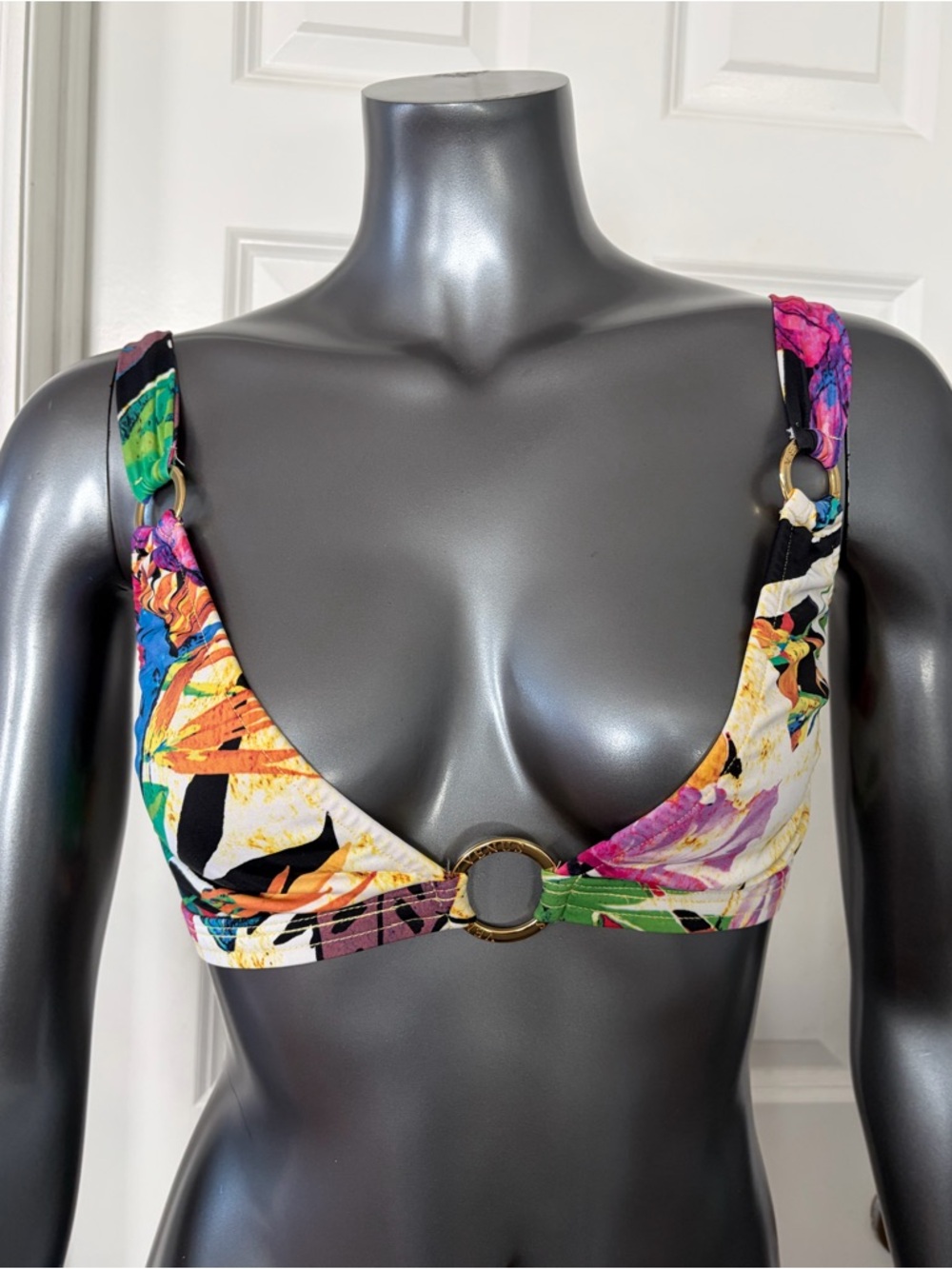 VENUS Multicolor Floral Gold Ring-Front Bikini Top